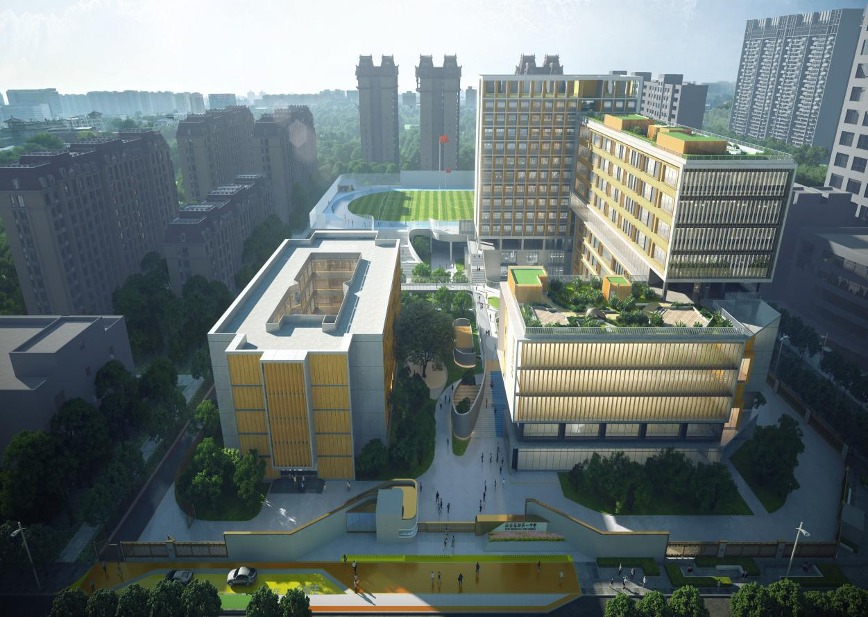 金盛承建的西安高新一中(高中部)改扩建暨社会共享停车场建设项目主体结构顺利封顶!(图4) 金盛承建的西安高新一中(高中部)改扩建暨社会共享停车场建设项目主体结构顺利封顶!(图4)